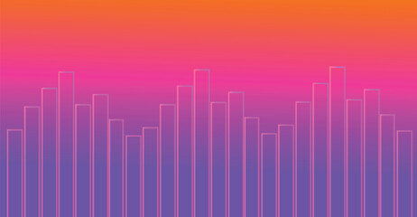 Abstract digital sound equalizer bars on a vibrant gradient background, representing music or audio visualization.