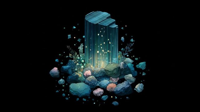 Abstract digital artwork of a futuristic cityscape with geometric shapes