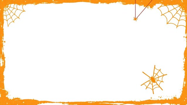Bright orange border with abstract floral accents and copy space for text or design white background