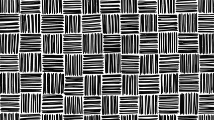 Monochrome woven texture pattern with hand drawn lines and rough edges