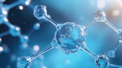 Visualization of molecular structures featuring a blue gradient showcasing the complex arrangement of atoms and bonds in a vibrant design