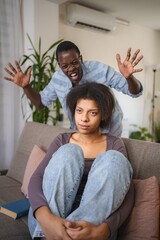 Young woman suffering domestic violence from her husband