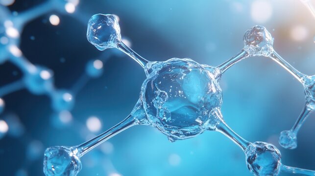 Visualization of molecular structures featuring a blue gradient showcasing the complex arrangement of atoms and bonds in a vibrant design