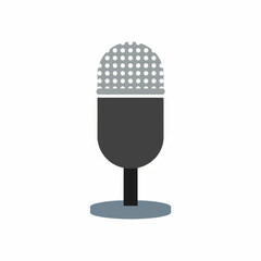 Minimal microphone icon in a flat design style. Vector illustration for podcast, radio, and audio recording. Communication symbol isolated on a white background