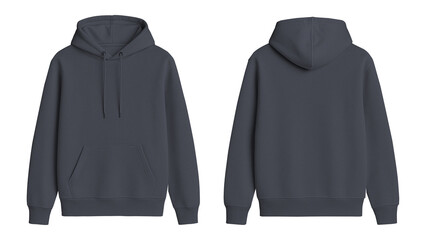 Dark Gray Hoodie Mockup Front and Back View on Transparent Background © Drip