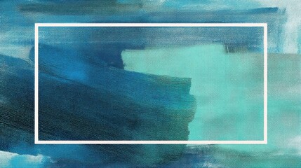 Abstract painting with blue and green shades on a textured background, dynamic brushstrokes,