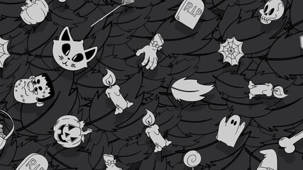 festive spooky symbols, various halloween motifs on dark themed backdrop - Powered by Adobe