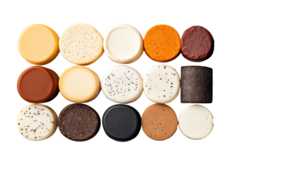 Assorted Cheeses on Transparent Background
