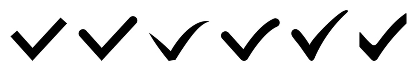 Set of black check mark icon