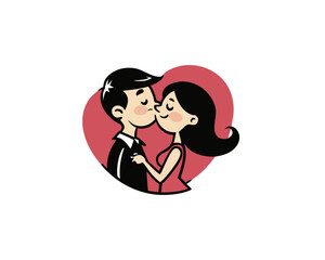 Lovers kissing vector illustration isolated on white background