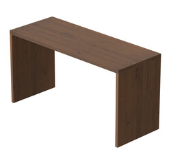 Modern wooden desk with a minimalist design isolated on a white background