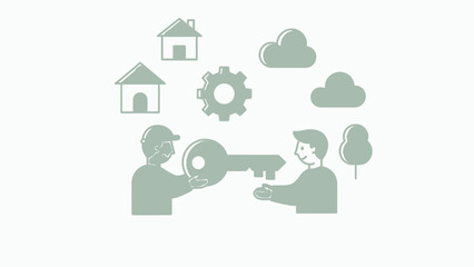 Letter of Credit Secure Financial Transaction Illustration with Coins, Globe, and Padlock Icons