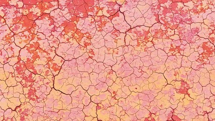 Arid Land Abstract Background with Cracked Earth in Pink and Orange