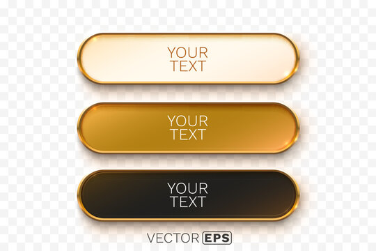 Premium golden buttons and banners for text.