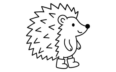 Obraz premium Cute cartoon hedgehog wearing boots in outline style