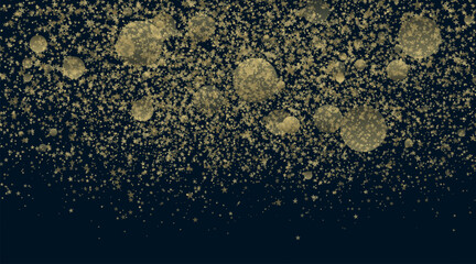 Sparkling golden stars and shiny particles abstract background. New Year and Christmas bokeh gold lights vector graphic design