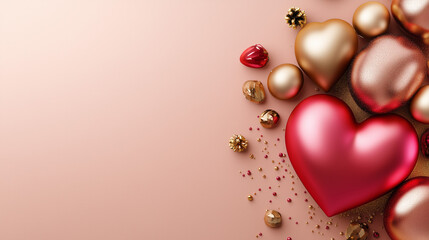 A heart set against a soft pink flat background, featuring ample blank space, making it perfect for a Valentine&rsquo;s Day gift card.