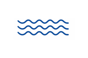 Blue wavy lines icon representing water, waves, fluid, sea, ocean, stream, liquid, flow, ripples