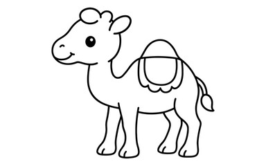 Fototapeta premium Cute camel coloring page for kids with simple outline design