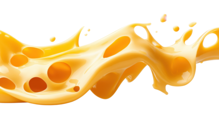 Cheese Splash with Holes on Transparent Background