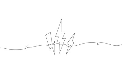 Continuous line drawing of Thunder isolate on white background.