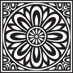 Classic greek black monochrome square ornament. Vector pattern, ancient hellenic rectangle. European border.