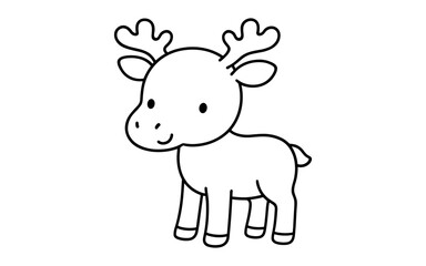 Fototapeta premium Cute moose outline for kids coloring book