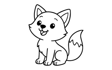 Obraz premium Cute cartoon fox outline for kids coloring pages