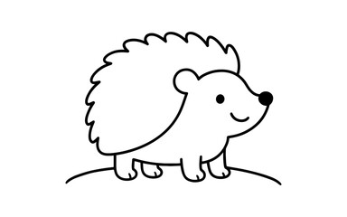 Obraz premium Cute hedgehog line art: simple cartoon animal illustration for kids