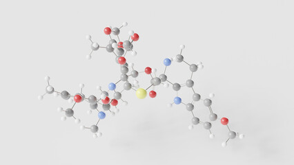 lurbinectedin molecule 3d, molecular structure, ball and stick model, structural chemical formula antineoplastic agent