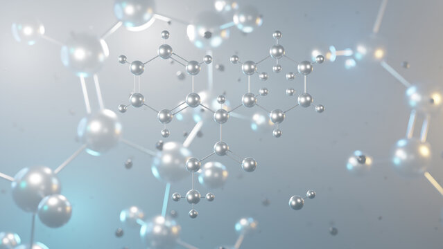 dexmethylphenidate hydrochloride molecular structure, 3d model molecule, central nervous system stimulant structural chemical formula view from a microscope