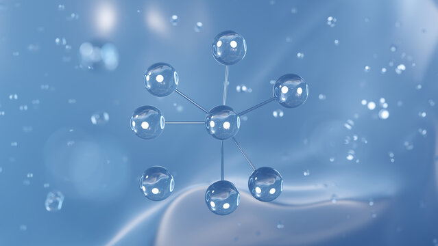 lithium hexafluorophosphate molecular structure, 3d model molecule, electrolyte salt structural chemical formula view from a microscope