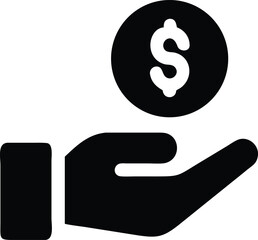 Hand Holding Coin Budget Concept Icon