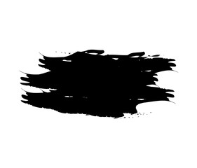 Black Ink Brush Stroke Texture Isolated on White Background