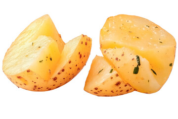 cut potatoes isolated on transparent background.