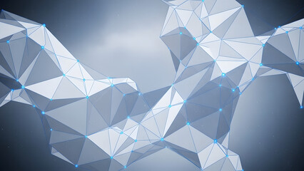 Sophisticated polygonal network structure with luminous nodes and geometric facets as a future technology