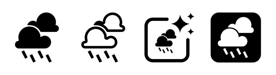 Heavy cloudy rain icon illustration with transparent background showing dark stormy weather in a clean vector style