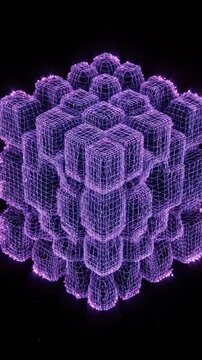 Rapid phase transition of a three dimensional geometric wireframe grid leaving echoing temporal afterimages and shimmering distortion effects wireframe, transition, echo