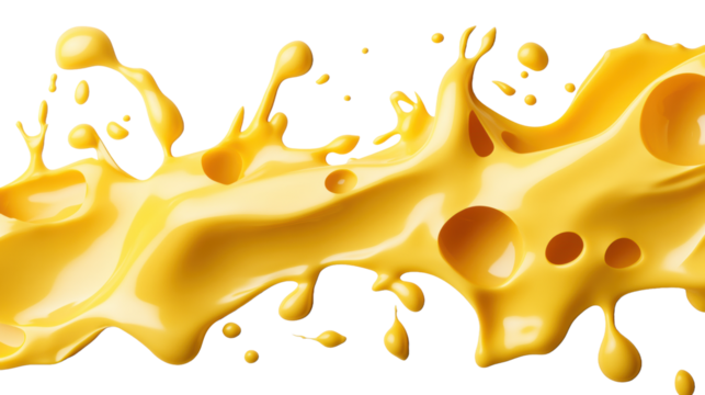 Melted Cheese Splash on Transparent Background