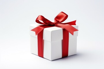 Obraz premium Gift box white bow red.