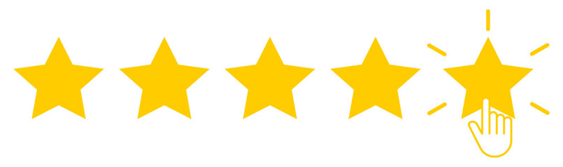 Five yellow stars with clicking hand