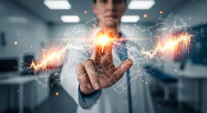 Doctor's Touch Exploring the Intersection of Medicine, Technology, and Neural Networks with a Digital Interface - Powered by Adobe