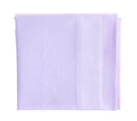 One folded handkerchief isolated on white, top view. Stylish accessory