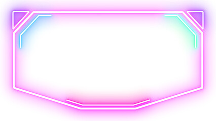 Frame Esports game retro 90s style. Glowing neon futuristic high tech. element PNG.