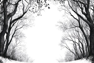 Fototapeta premium Winter forest nature white tree.