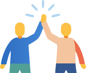 Business team of a man and woman holding hands with an idea symbol in a simple vector illustration