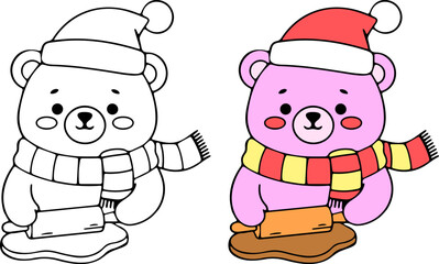 Adorable christmas bear decoration spreading holiday cheer cozy living room colorful ornament festive environment whimsical viewpoint cute design concept