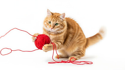 Cat playing yarn