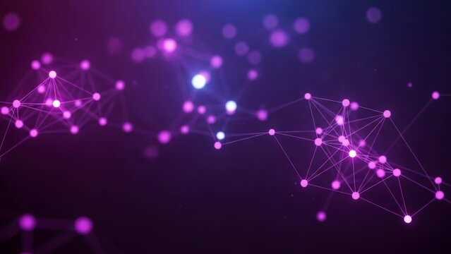 Abstract Network of Glowing Purple and Blue Lights (505) stock