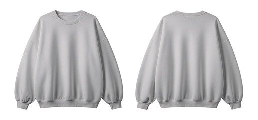 Light Gray Oversized Crewneck Sweatshirt Front and Back Views Isolated on White Background © Drip
